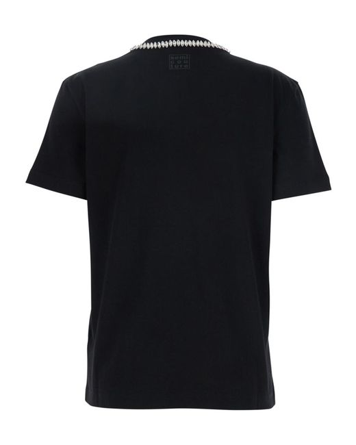 Semicouture Black Semi Couture Round Neck T-Shirt With Embellishments