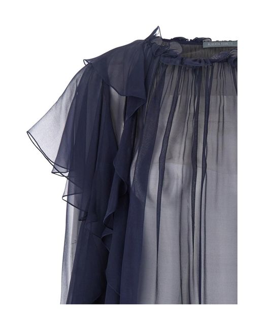 Alberta Ferretti Blue Chiffon Blouse