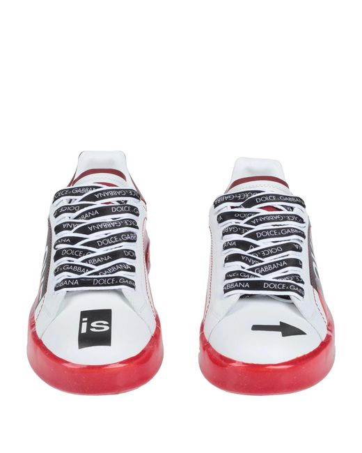 Dolce & Gabbana Red Low-Top Genuine Leather Casual Shoes