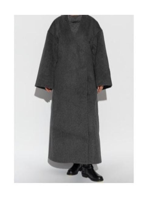 Entire studios Black V-Neck Wool Coat