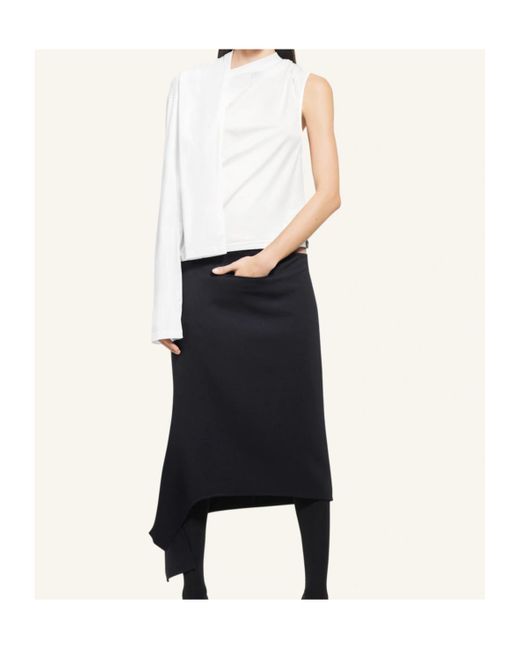 Courreges White Courrèges Asymmetric Off-Shoulder Draped T-Shirt