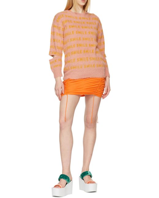 Stella McCartney Orange Striped Cut-Out Sleeved Oversized Sweater