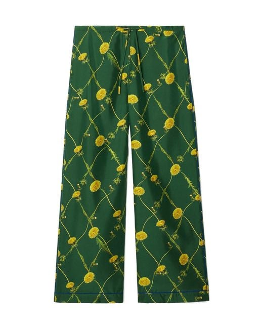 Burberry Green Floral Printed Wide-Leg Pants