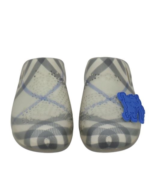 Burberry Gray Printed Slip-On Shoes