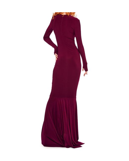 Norma Kamali Purple Ruched Stretch-Jersey Gown