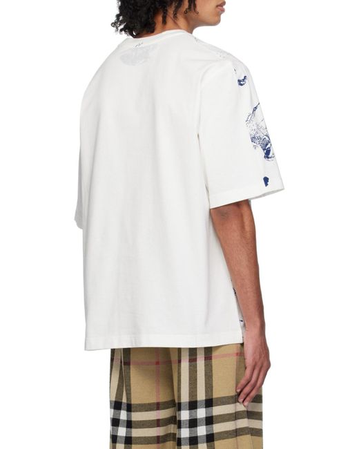 Burberry Blue Equestrian Knight Printed Crewneck T-Shirt for men