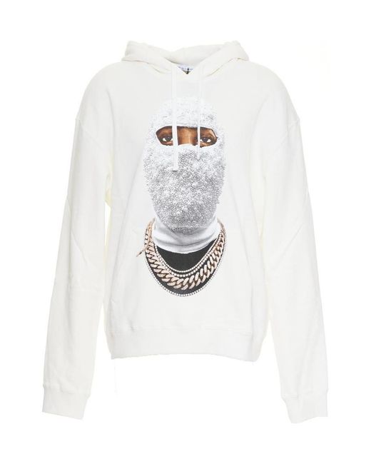 Ih Nom Uh Nit White Graphic Printed Drawstring Hoodie for men