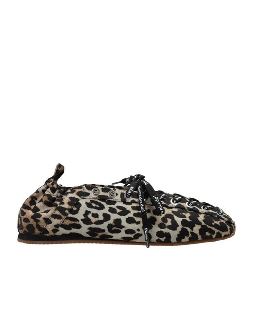 Ganni Black Leopard Sporty Ballerina Shoes