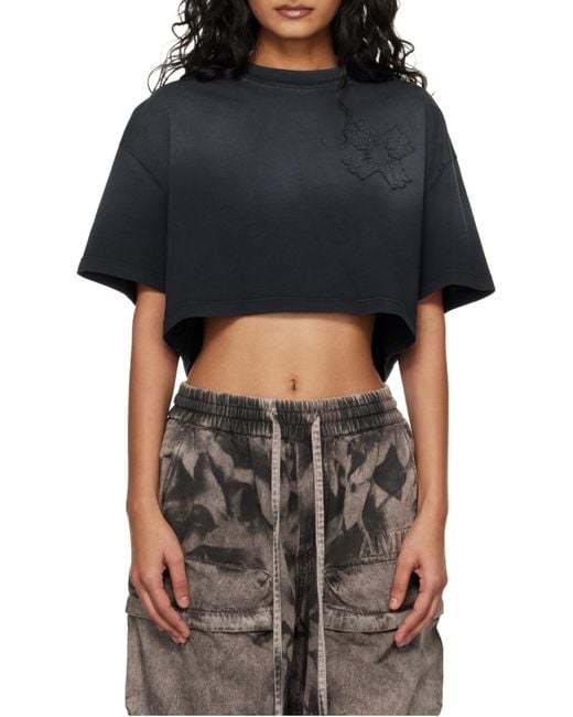 Amiri Blue Logo Detail Cropped Top