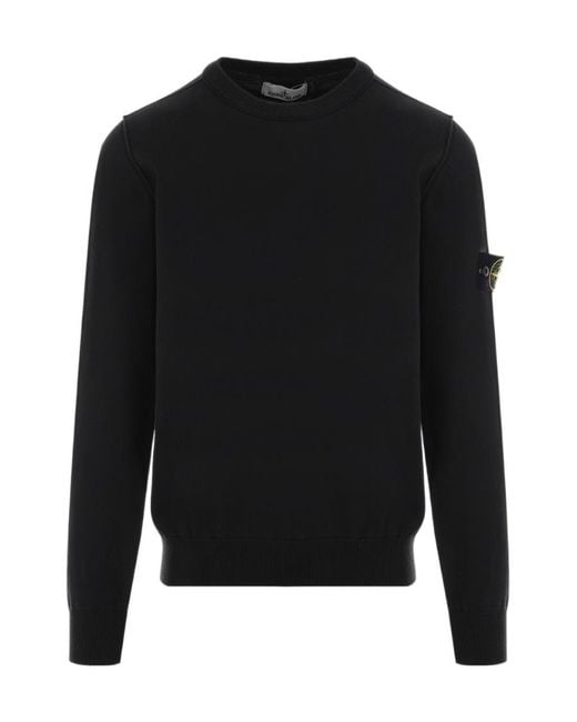 Stone Island Black Compass Patch Crewneck Jumper for men