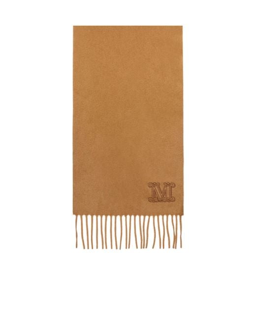 Max Mara Natural Cashmere Stole With Monogram Embroidery