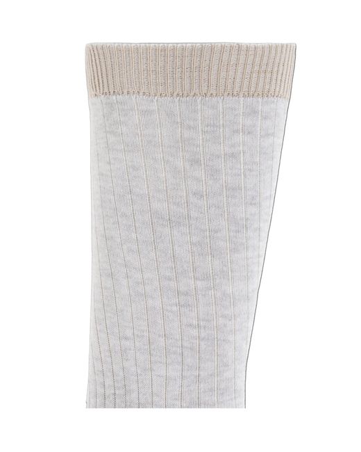 Eleventy White Ribbed-Knit Socks for men