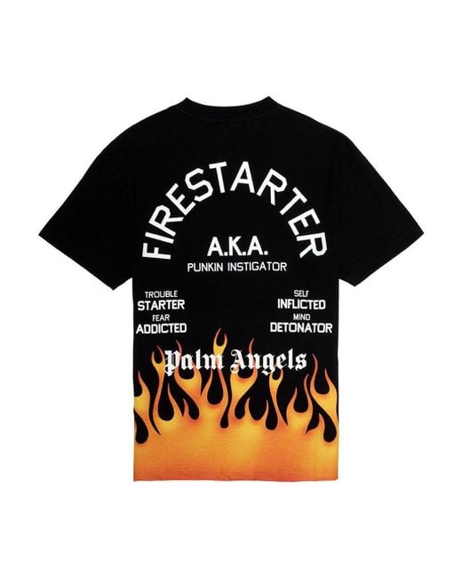 Palm Angels Black Flame T-Shirt for men