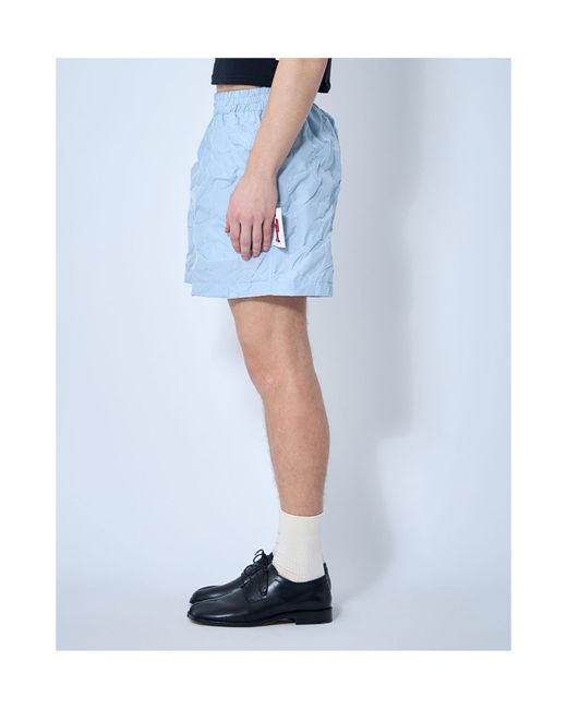Walter Van Beirendonck Blue Textured Quilted Shorts for men