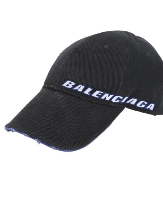 Balenciaga Black Logo Embroidered Baseball Cap for men