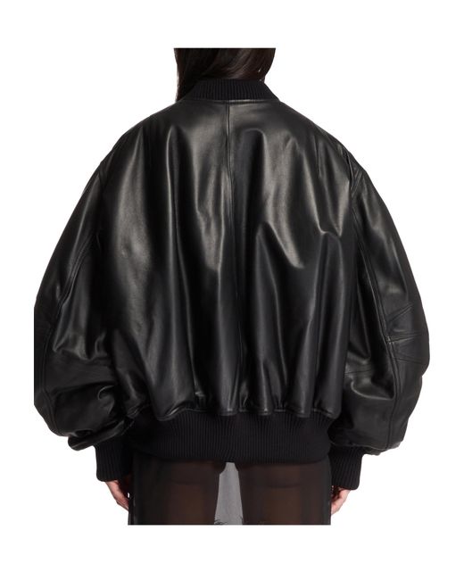 The Attico Black The Leather Bomber Jacket