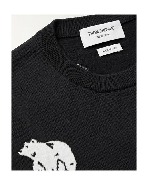 Thom Browne Black Fish Bear Jumper for men