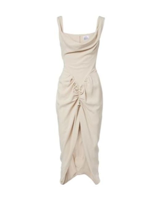 Vivienne Westwood Natural Panther Draped Ruched Midi Dress