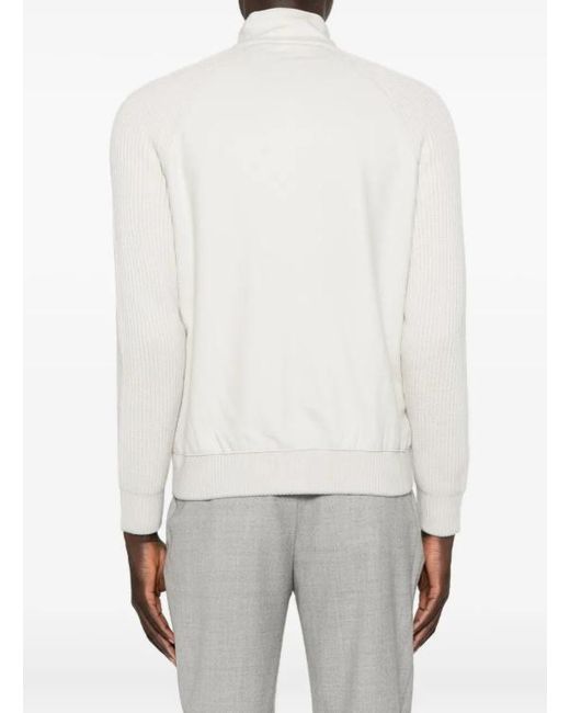 Eleventy White Patchwork Bomber Jacket for men