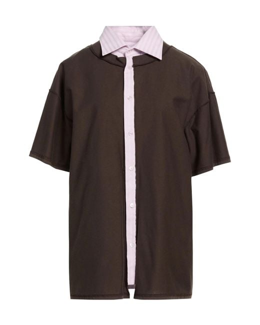 Maison Margiela Brown Color-Block Short-Sleeve Shirt