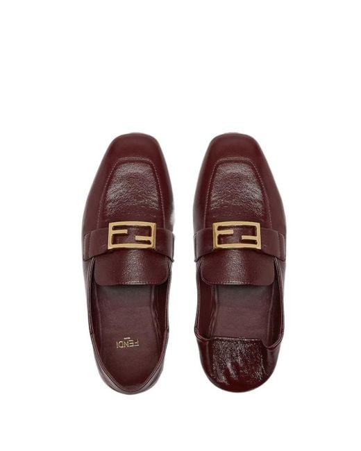 Fendi Brown Baguette Ff Buckle Loafers