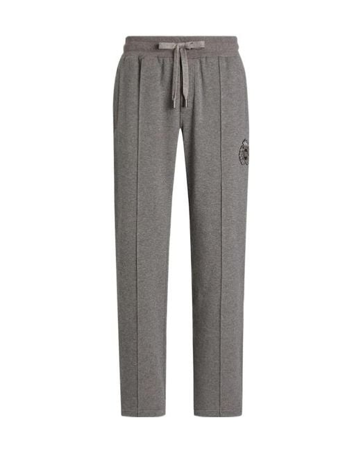 Dolce & Gabbana Gray Logo Patch Jersey Joggers for men
