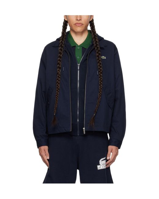 Lacoste Blue Square Neck Zipper Casual Jacket for men