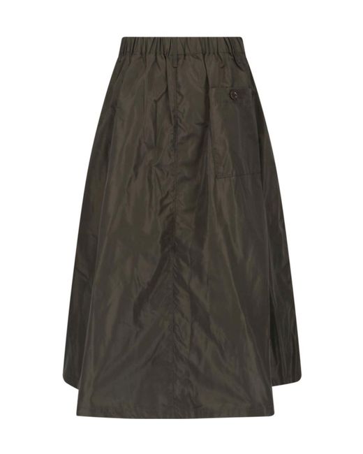 Aspesi Gray Elastic-Waist Midi Skirt