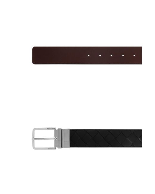 Bottega Veneta White Intrecciato Reversible Buckled Belt for men