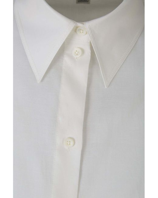 Totême White Totême Long-Sleeved Buttoned Shirt