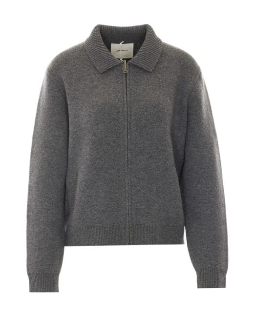 Lisa Yang Gray Aleya Zip-Up Cardigan