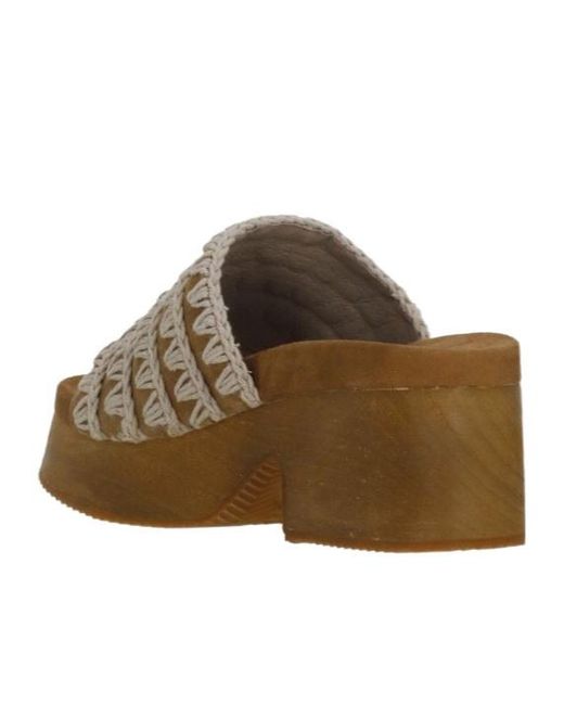 Mou Brown Woven Platform Heeled Sandals