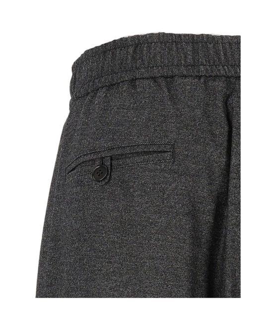 Giorgio Armani Gray Elastic-Waist Wide-Leg Pants for men