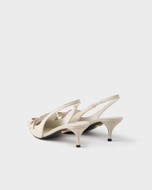 Prada White Bow Slingback Heeled Pumps