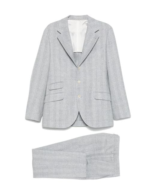 Brunello Cucinelli Gray Single-Breasted Blazer for men