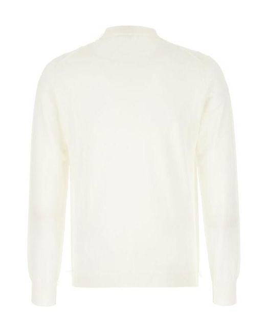 Maison Margiela White Long-Sleeved Crewneck Jumper