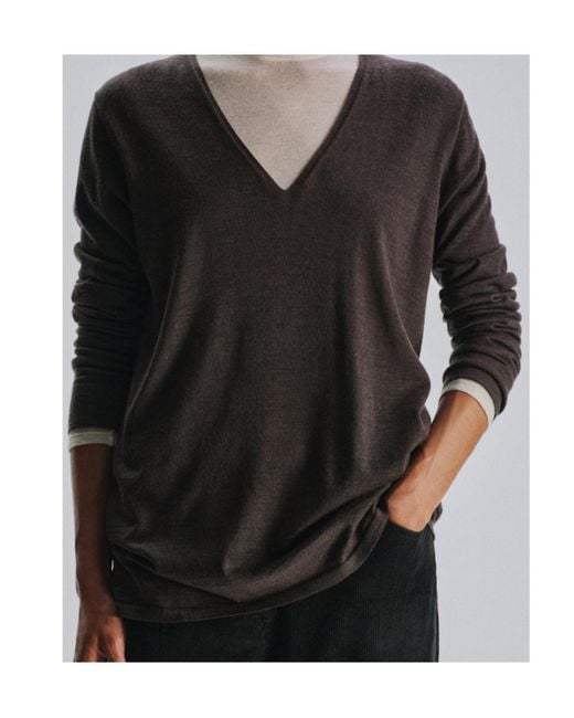 The Row Brown V-Neck Sweater