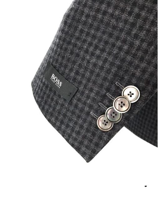 Boss Black Plaid Front Pocket Suit Coat for men