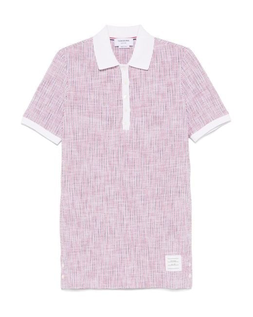 Thom Browne Pink Polo Collar Tweed Mini Dress