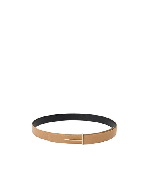 Tom Ford White Tf Grained Leather Belt