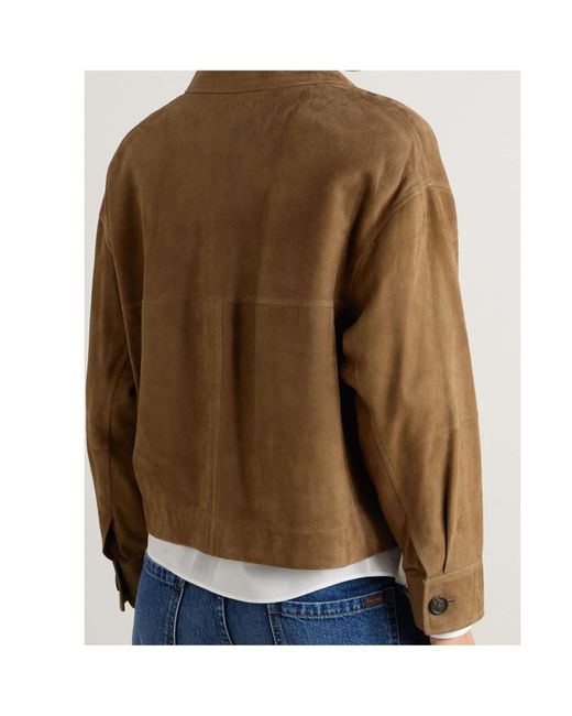 Brunello Cucinelli Brown Long-Sleeved Button-Up Jacket
