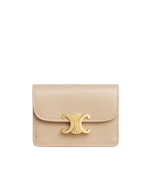 Céline Natural Card Holder With Flap Triomphe