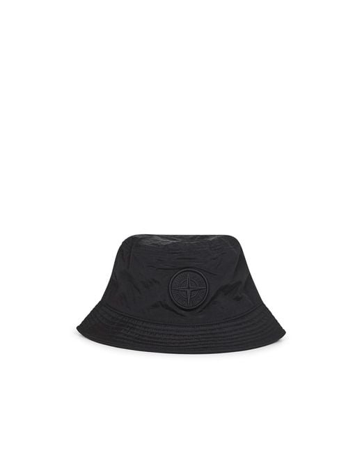 Stone Island Black Logo Embroidered Hat for men