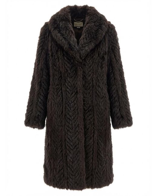 Gucci Black Soft Long Shearling Coat