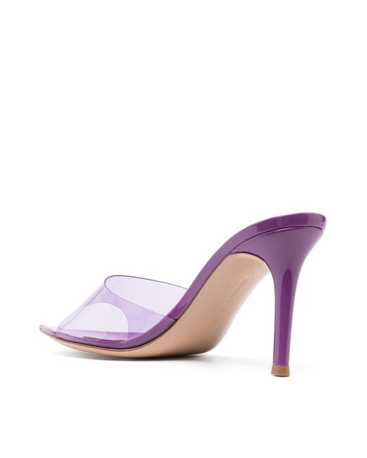 Gianvito Rossi Pink Elle 85Mm Transparent-Strap Mules