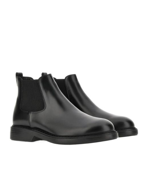 Hogan Black Round Toe Slip-On Boots for men