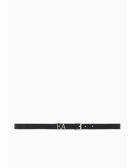 Emporio Armani White Hollowed-Out Logo Buckle Pin For Belt