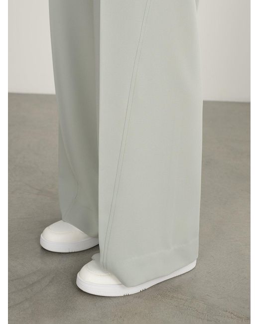 Calvin Klein Gray Twill Wide-Leg Trousers