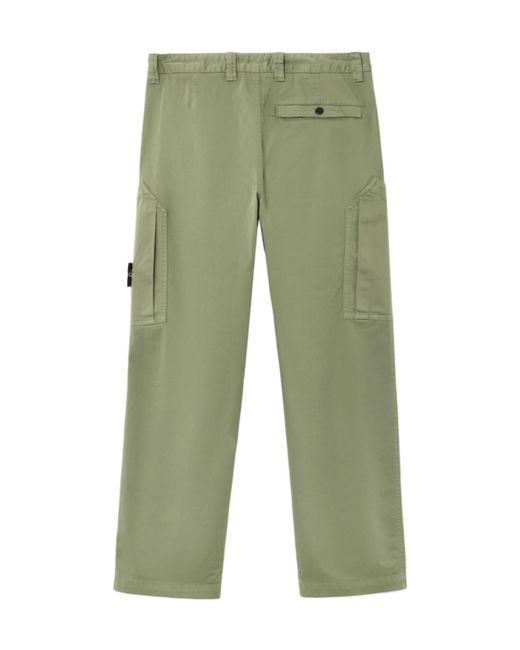 Stone Island Green Logo Patch Trousers for men