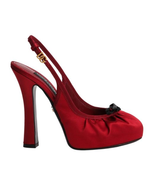 Dolce & Gabbana Red Bow Detailed Satin Pumps
